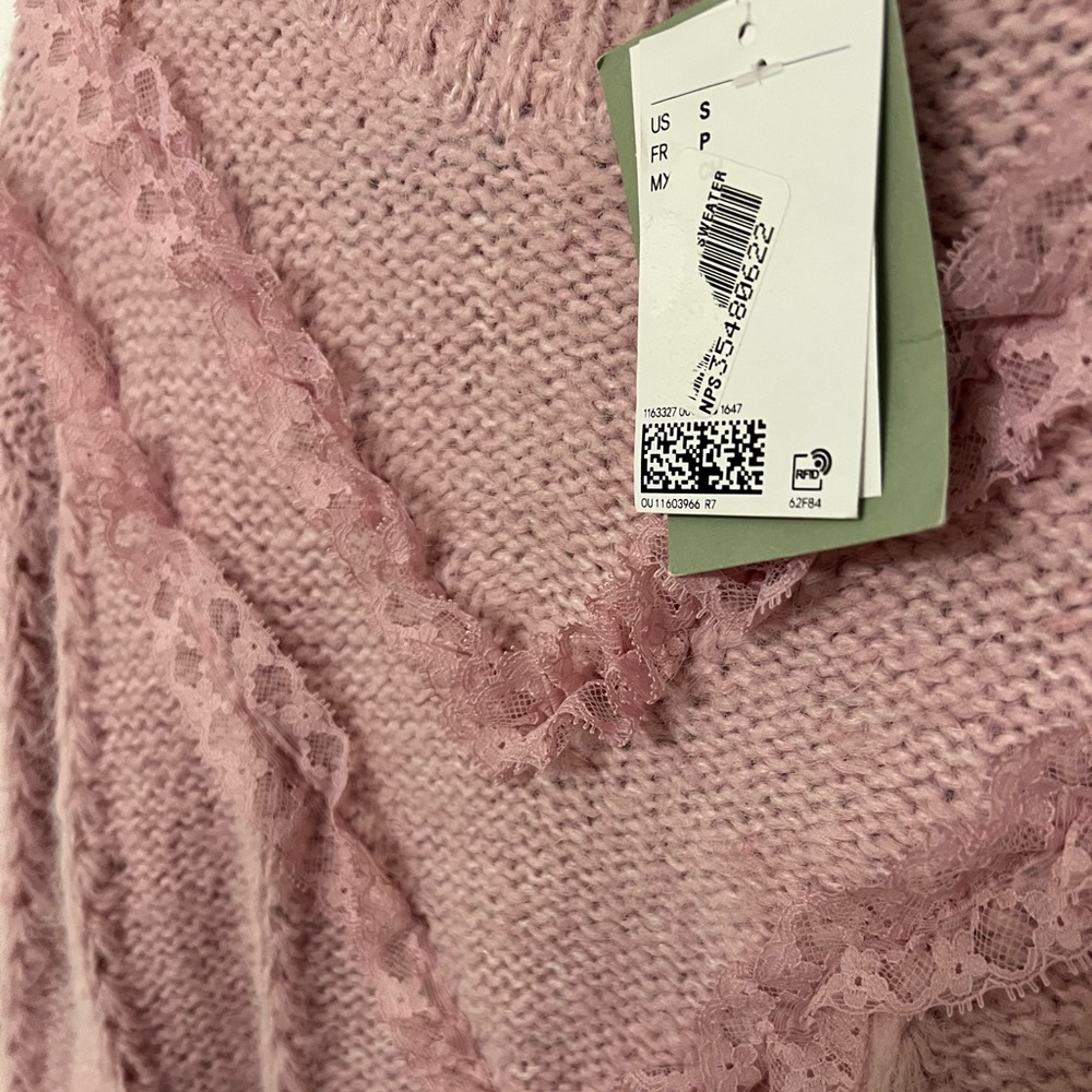 H&M Lace-Trimmed Sweater Pink Small - Picture 6 of 10